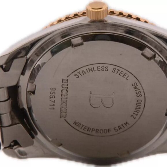 Vintage 36mm Bucherer 955.711 Men\'s Quartz Wristwatch Swiss Steel Two Tone